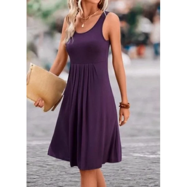 Kadın Kolsuz Göğüs Altı Pileli Viskon Elbise