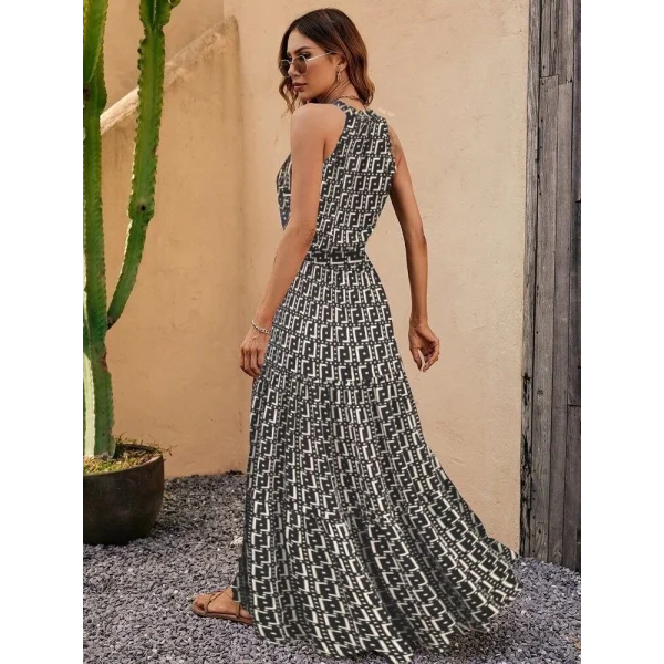 Kadın Kolsuz Halter Yaka Beli Lastiklidesenli Mikro Elbise