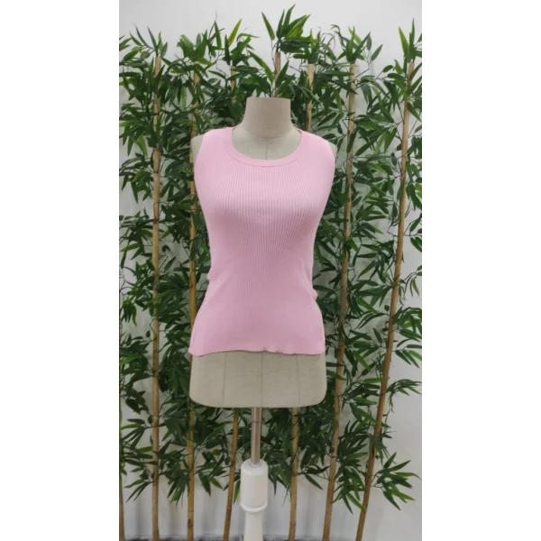 Kadın Kolsuz Sırt çapraz Detay Triko Bluz