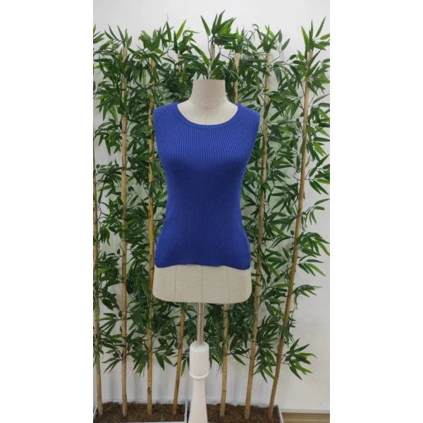 Kadın Kolsuz Sırt çapraz Detay Triko Bluz