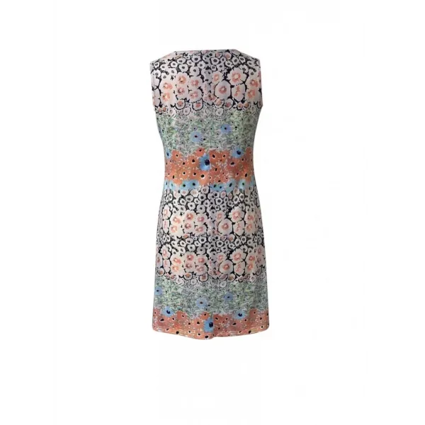 Kadın Kolsuz V Yaka çiçek Desenli Süprem Elbise