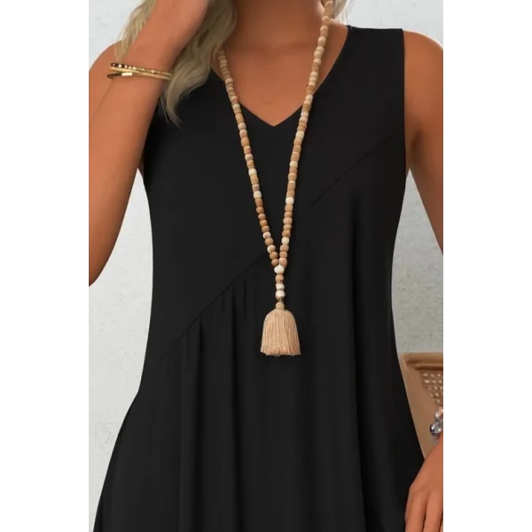 Kadın Kolsuz V Yakalı Mikro Elbise