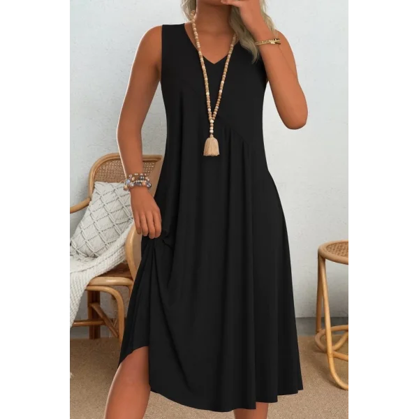 Kadın Kolsuz V Yakalı Mikro Elbise