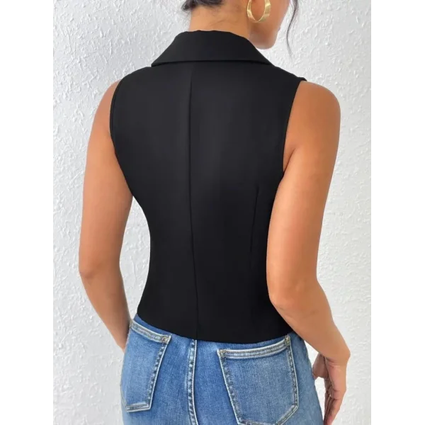 Kadın Kolsuz Yakalı önden Düğmeli Atlas Yelek