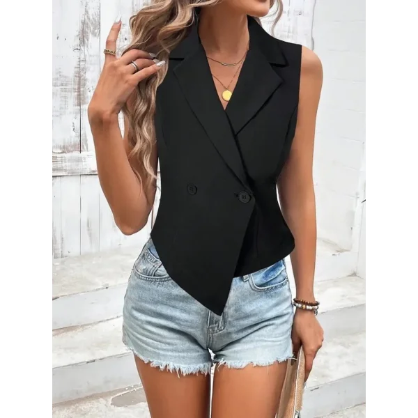 Kadın Kolsuz Yakalı Yandan Düğmeli Atlas Yelek