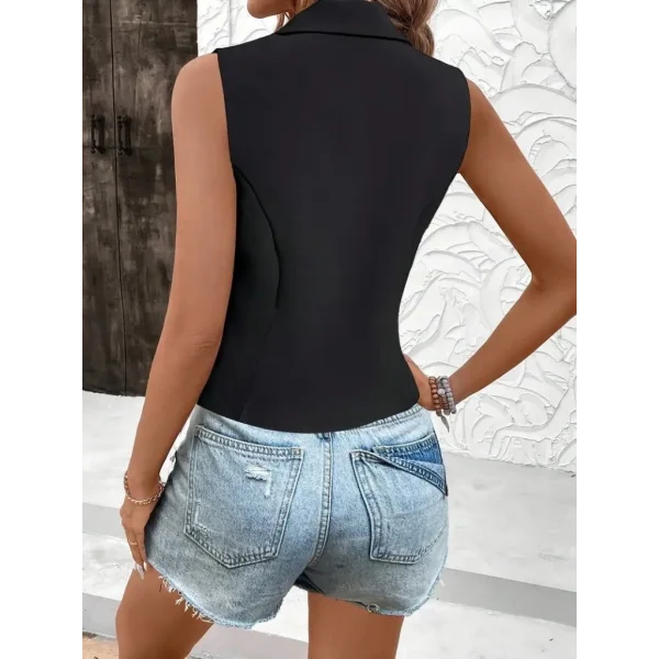 Kadın Kolsuz Yakalı Yandan Düğmeli Atlas Yelek