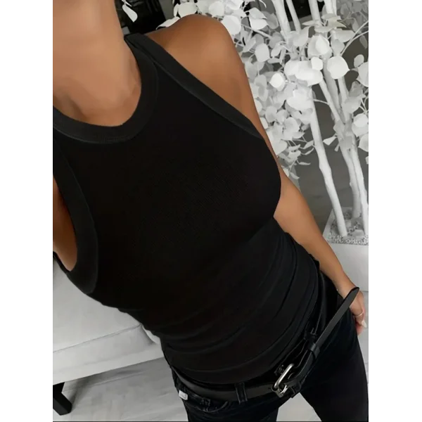 Kadın Kolsuz Yuvarlak Yaka Kalın Fitilli şardonlu Kaşkorse Bluz