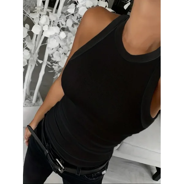 Kadın Kolsuz Yuvarlak Yaka Kalın Fitilli şardonlu Kaşkorse Bluz