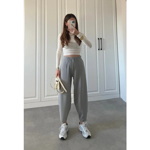 Kadın Krep Kumaş Balon Pantolon