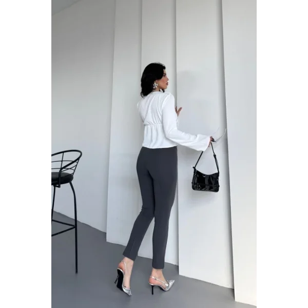 Kadın Krep Kumaş çimalı Yüksek Bel Pantolon