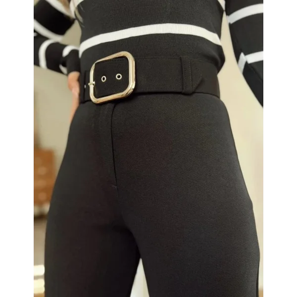 Kadın Krep Kumaş Gipeli Palazzo Ispanyol Paça Yüksek Bel Pantolon