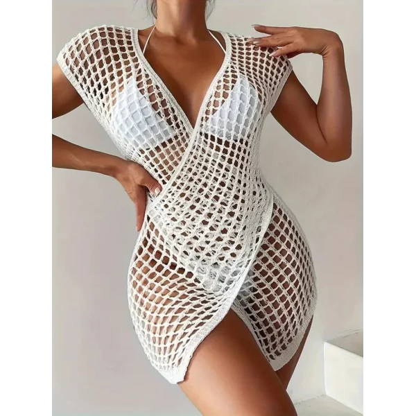 Kadın Kruvaze Detay Ajurlu Triko Pareo