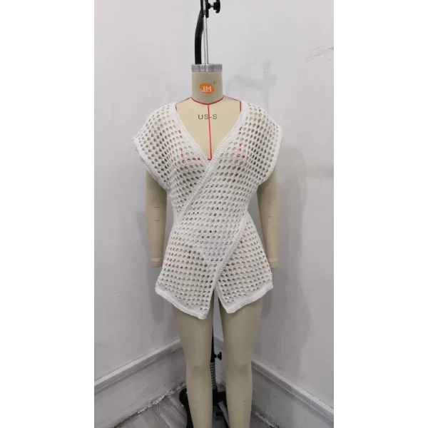 Kadın Kruvaze Detay Ajurlu Triko Pareo