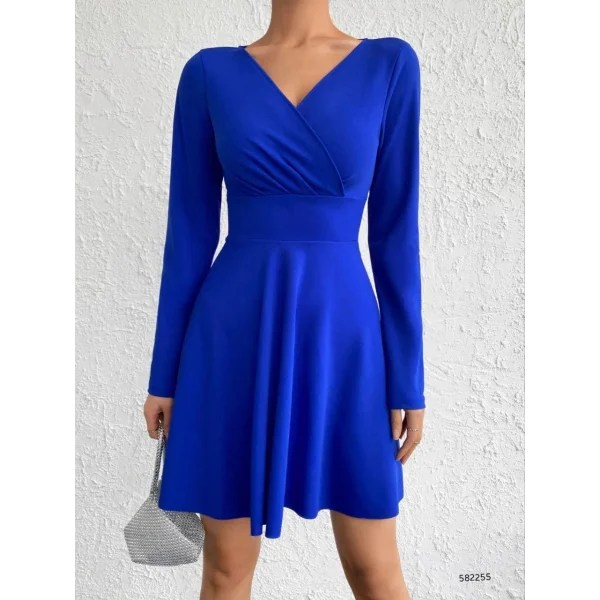 Kadın Kruvaze Yaka Dizüstü Elbise