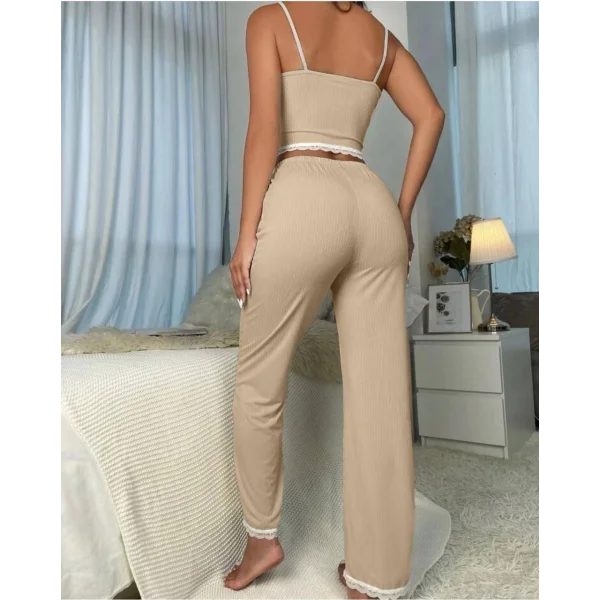 Kadın Kurdele Ve Dantel Detaylı Askılı Kaşkorse Ikili Takım