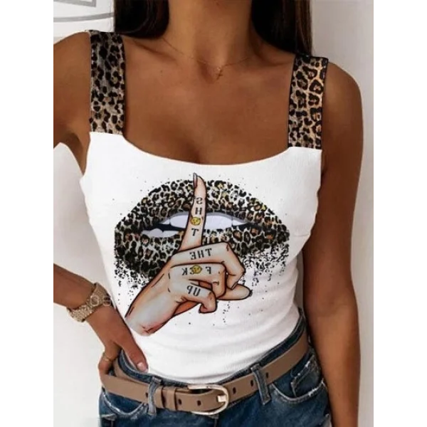 Kadın Leopar Askılı Leopar Baskılı Mikro Kumaş Bluz
