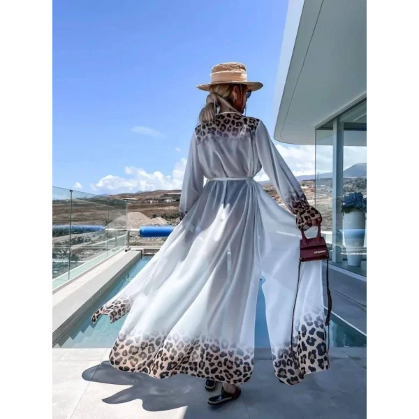 Kadın Leopar Detay şifon Pareo