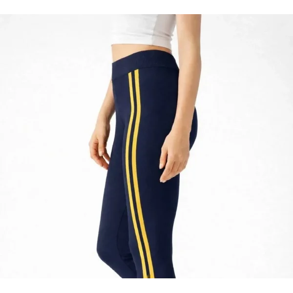 Kadın Likralı Yan Sarı Şeritli Detaylı Tayt - Siyah