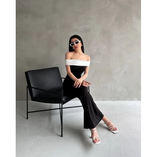 Kadın Madonna Yaka Maxı Boy Elbıse