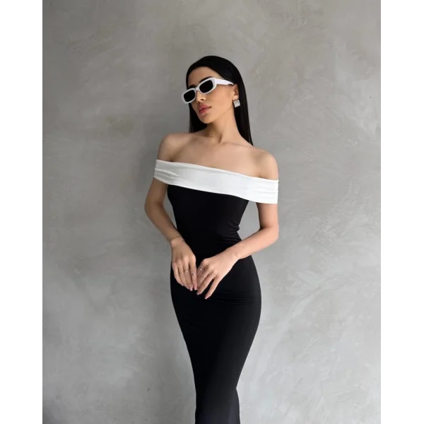 Kadın Madonna Yaka Maxı Boy Elbıse