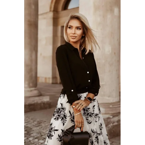 Kadın Metal Düğmeli Dokuma Viskon Kumaş Gömlek