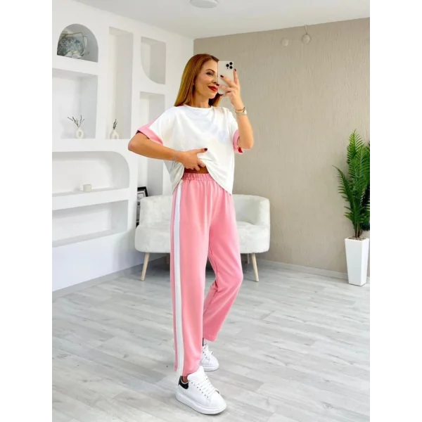 Kadın Modal Dokulu Kumaş Yanı şeritli Takım