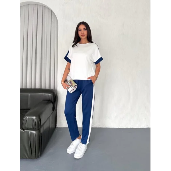 Kadın Modal Dokulu Kumaş Yanı şeritli Takım