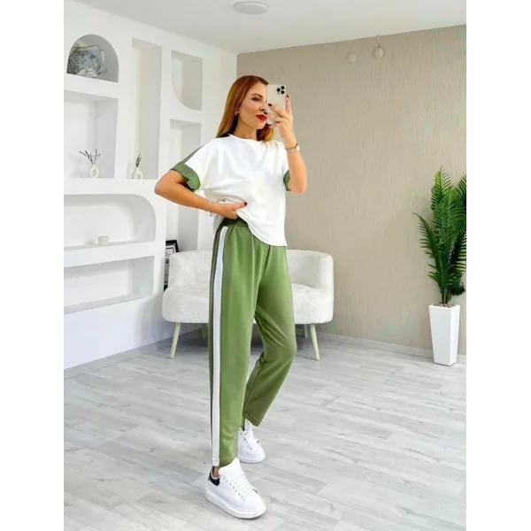 Kadın Modal Dokulu Kumaş Yanı şeritli Takım