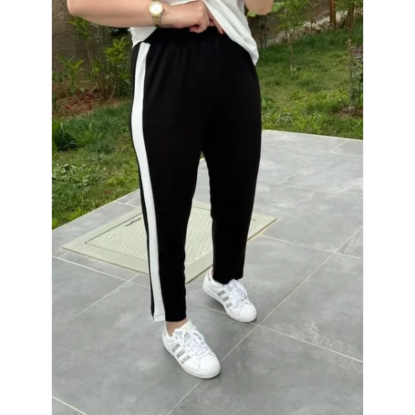 Kadın Modal Dokulu Kumaş Yanı şeritli Takım