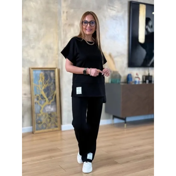 Kadın Modal Kumaş Armalı Geniş Kol İkili Takım