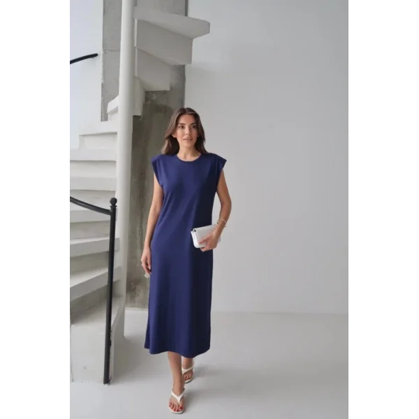 KADIN MODAL KUMAŞ BİSİKLET YAKA VATKALI ELBİSE