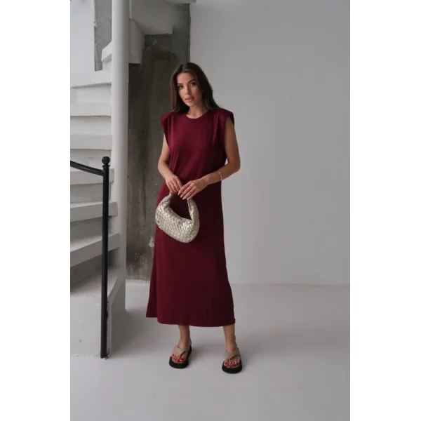 KADIN MODAL KUMAŞ BİSİKLET YAKA VATKALI ELBİSE