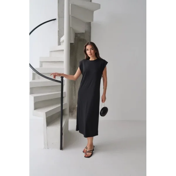 KADIN MODAL KUMAŞ BİSİKLET YAKA VATKALI ELBİSE