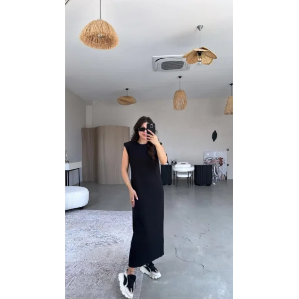 KADIN MODAL KUMAŞ BİSİKLET YAKA VATKALI ELBİSE