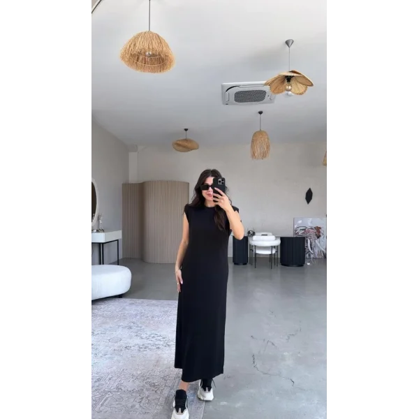 KADIN MODAL KUMAŞ BİSİKLET YAKA VATKALI ELBİSE