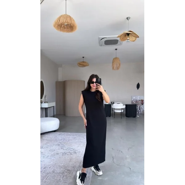 KADIN MODAL KUMAŞ BİSİKLET YAKA VATKALI ELBİSE