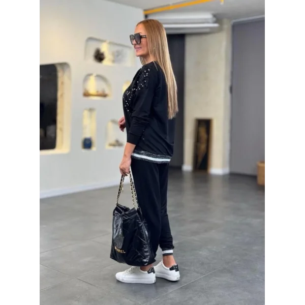 Kadın Modal Kumaş Payetli Sim Ve Ribanalı Detay Ikili Takım