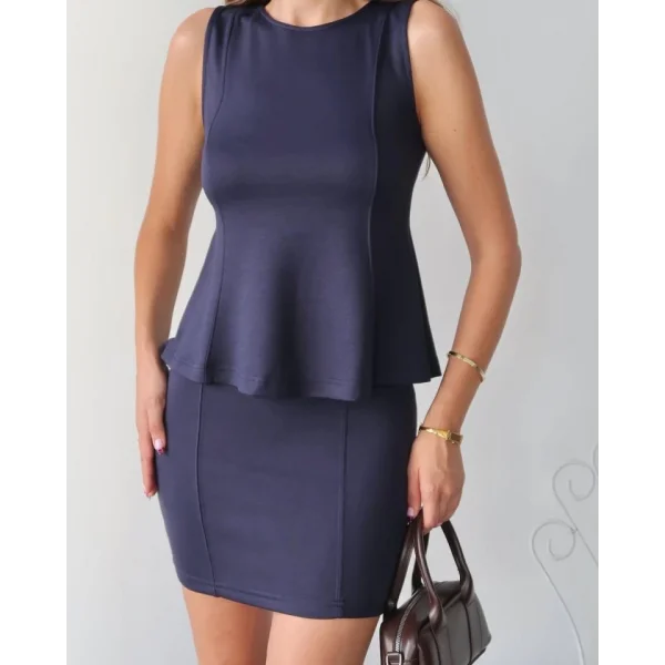 Kadın Modal Kumaş Volanlı Mini Etek Takım