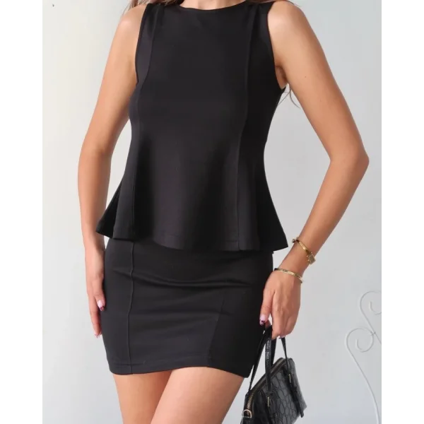 Kadın Modal Kumaş Volanlı Mini Etek Takım