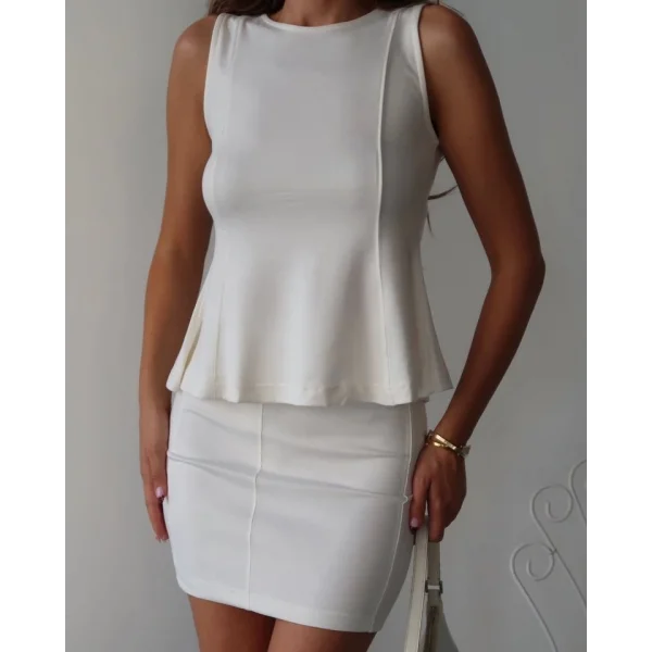 Kadın Modal Kumaş Volanlı Mini Etek Takım