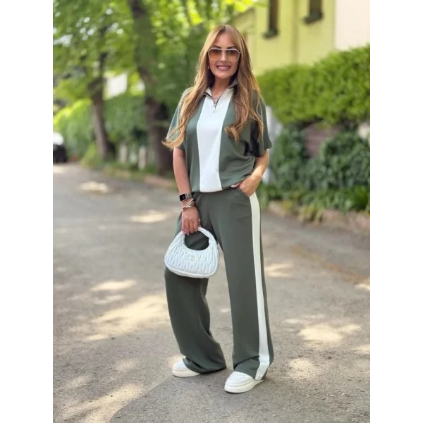 Kadın Modal Kumaş Yakası Fermuarlı şerit Detaylı Takım