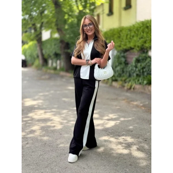 Kadın Modal Kumaş Yakası Fermuarlı şerit Detaylı Takım