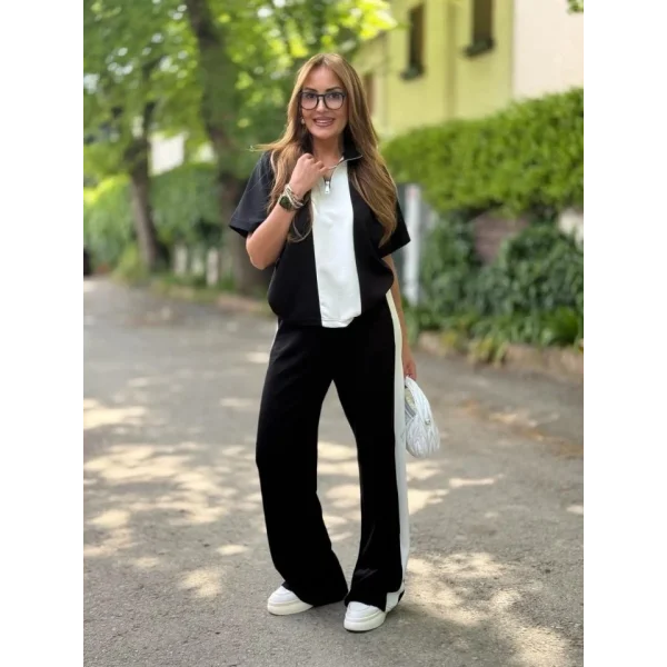 Kadın Modal Kumaş Yakası Fermuarlı şerit Detaylı Takım