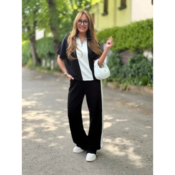 Kadın Modal Kumaş Yakası Fermuarlı şerit Detaylı Takım