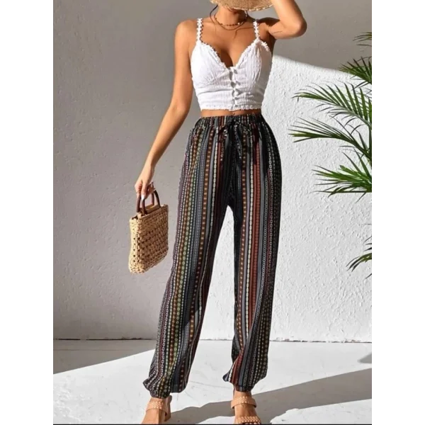 Kadın Moss Krep Kumaş Bel Ve Bilekler Lastikli Rahat Kesim Pantolon