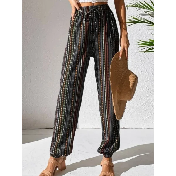 Kadın Moss Krep Kumaş Bel Ve Bilekler Lastikli Rahat Kesim Pantolon