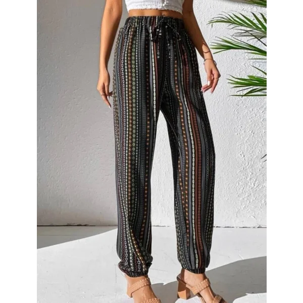 Kadın Moss Krep Kumaş Bel Ve Bilekler Lastikli Rahat Kesim Pantolon