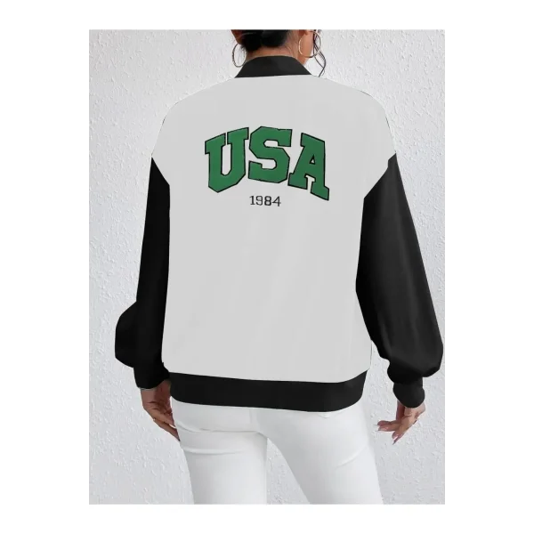 Kadın Nakışlı İki İplik Kolej Ceket - Beyaz