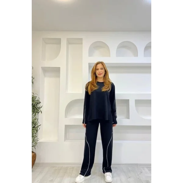 Kadın odal Kumaş Yırtmaç Detaylı Biyeli Ikili Takım