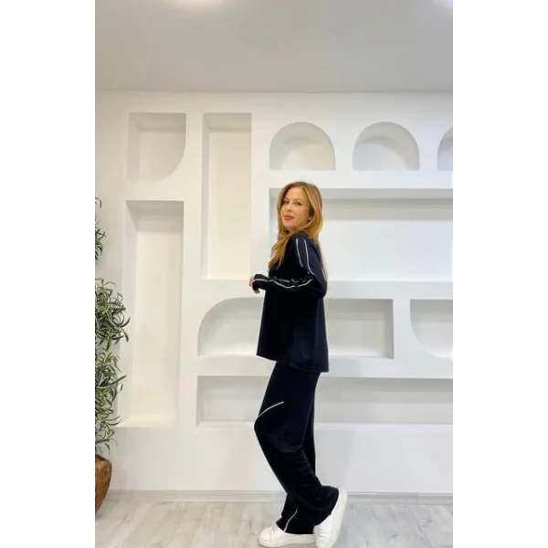 Kadın odal Kumaş Yırtmaç Detaylı Biyeli Ikili Takım